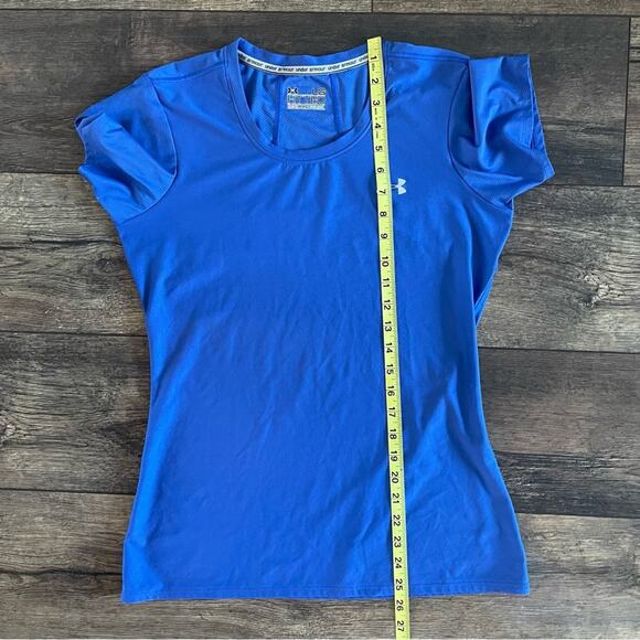Under Armour Women’s Size Large Scoop Neck Tee Heat Gear Blue - Picture 4 of 5